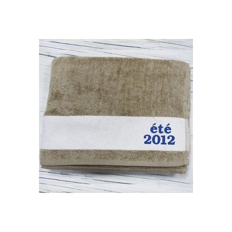 Serviette de Plage Beige Brodée
