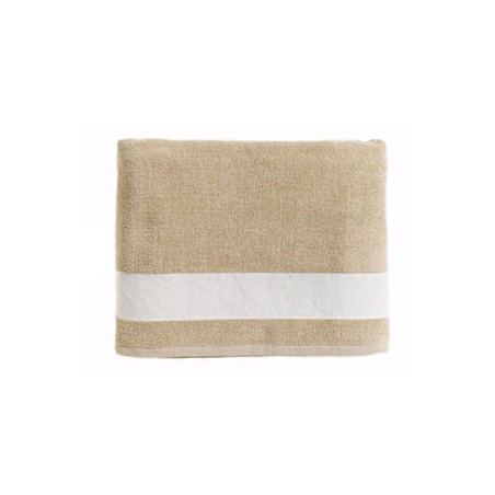 Serviette de Plage Beige Brodée