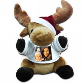 Peluche Renne de Noël - Hauteur 20 cm - Tee-shirt sublimable