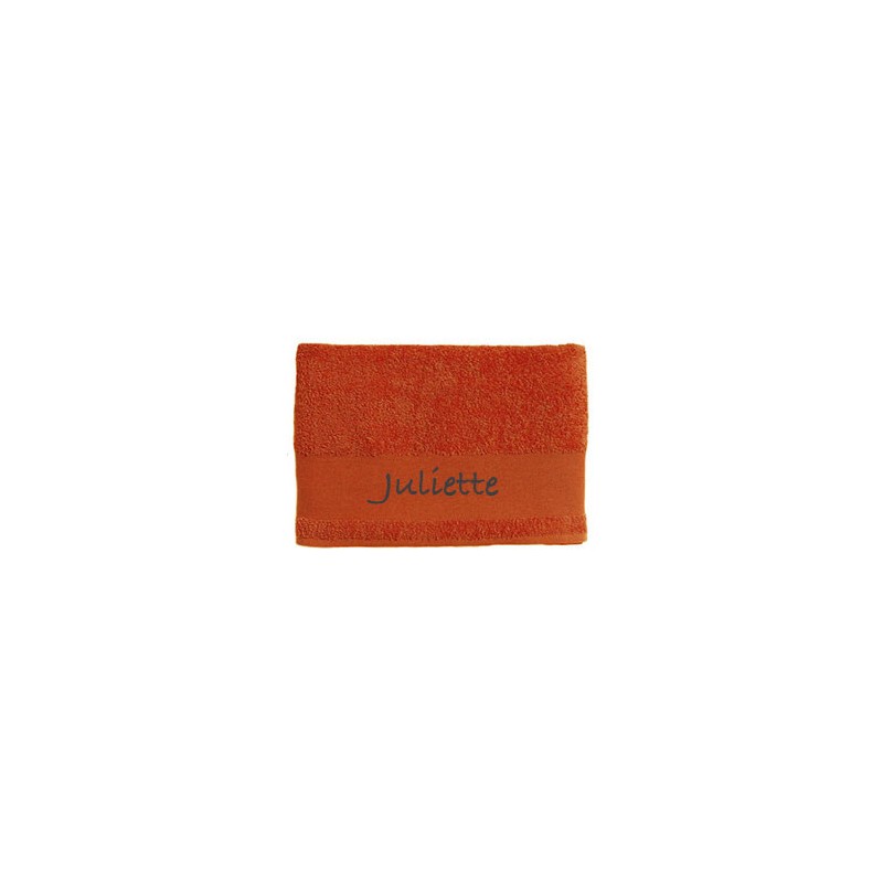 Serviette de Bain Orange Brodée