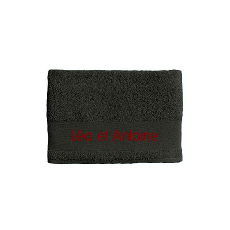 Serviette de Bain Grise Brodée