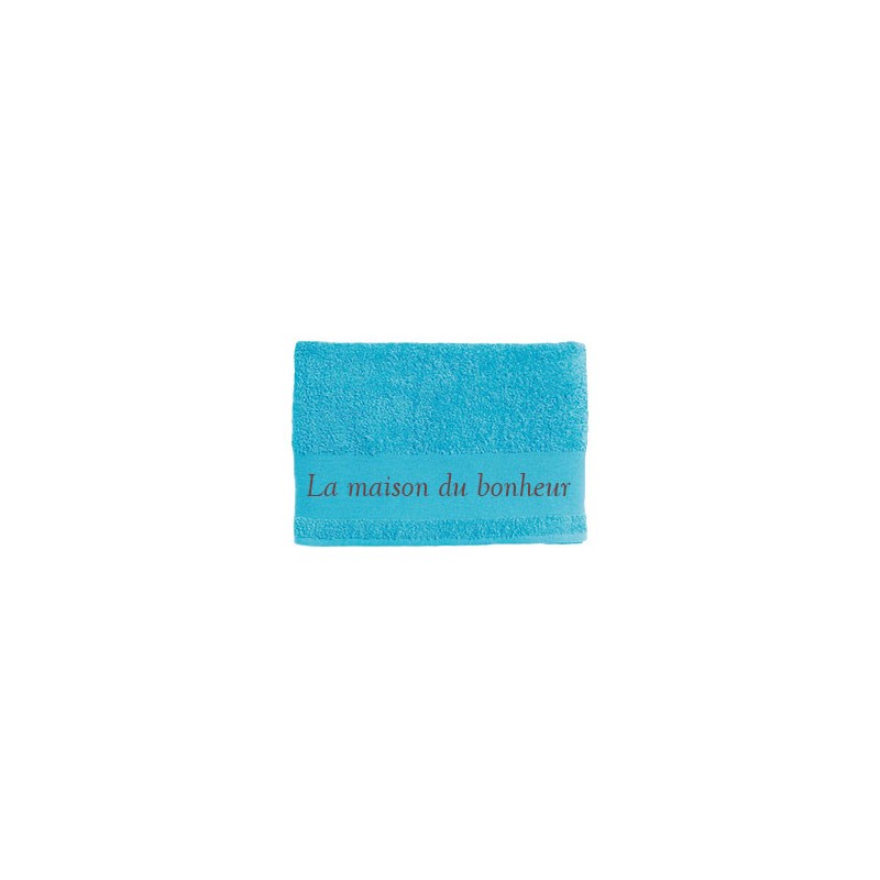 Serviette de Bain Turquoise Brodée