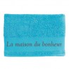 Serviette de Bain Turquoise Brodée