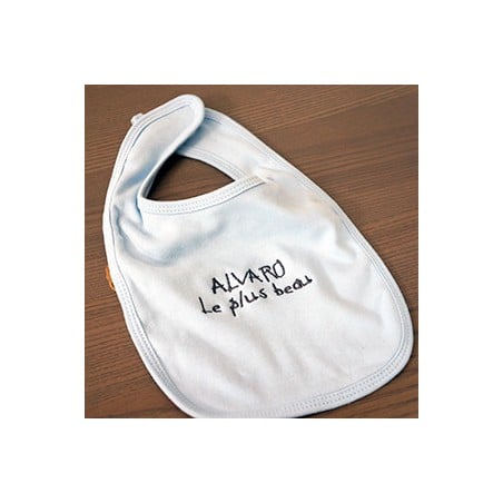 Bavoir Bleu Clair Brodé