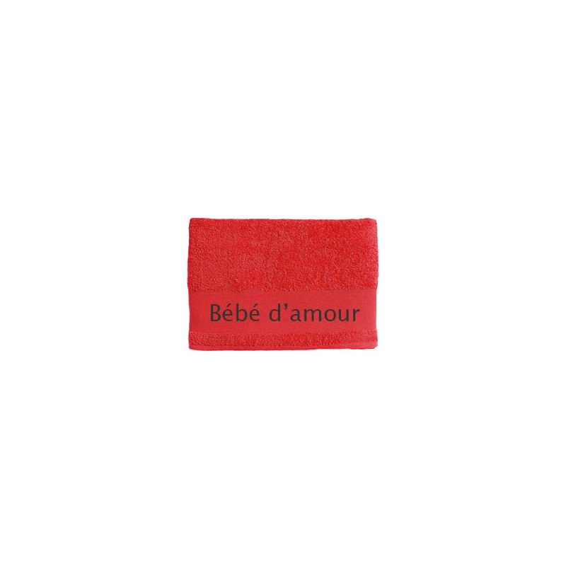 Serviette de Bain Rouge Brodée