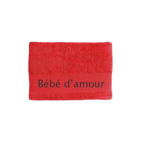 Serviette De Bain Rouge Brodee