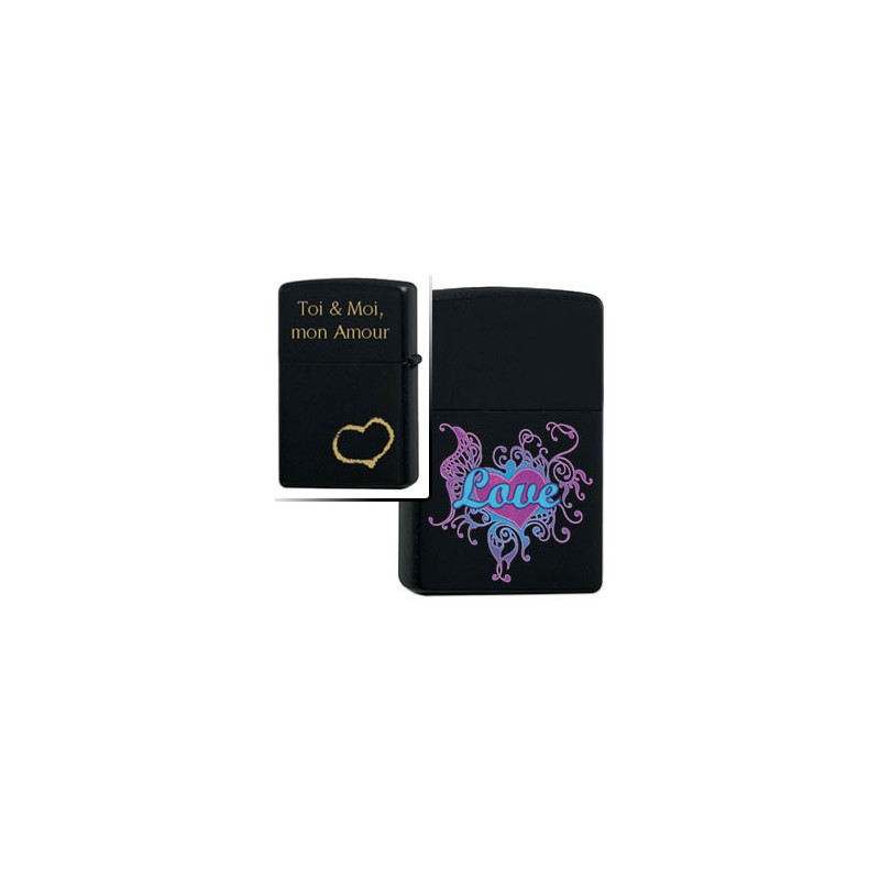 Briquet Zippo Black Matte Love
