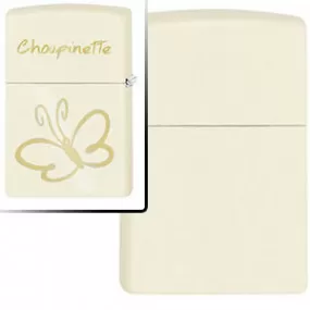 Briquet zippo blanc cassé gravé