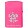 Zippo rose fluo fleurs