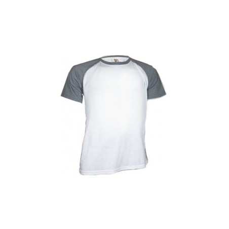 T-shirt Blanc Manche Grise pour Homme