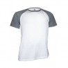 T-shirt Blanc Manche Grise pour Homme