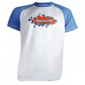 T-shirt Blanc Manche Bleu...