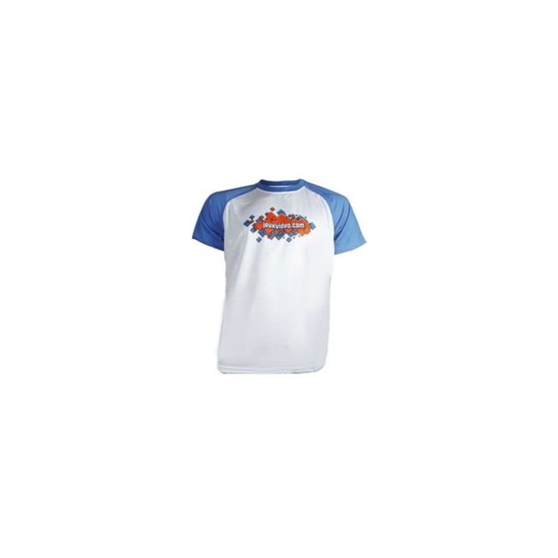 T-shirt Blanc Manche Bleu pour Homme