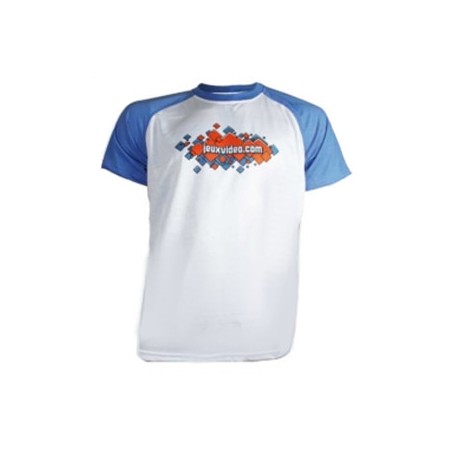 T-shirt Blanc Manche Bleu pour Homme