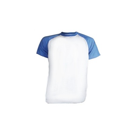 T-shirt Blanc Manche Bleu pour Homme