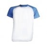 T-shirt Blanc Manche Bleu pour Homme