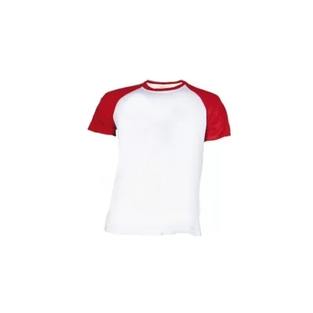 T-shirt Blanc Manche Rouge pour Homme