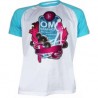 T-shirt Blanc Manche Bleu Turquoise pour Homme