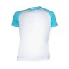 T-shirt Blanc Manche Bleu Turquoise pour Homme