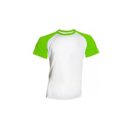 T-shirt Blanc Manche Vert pour Homme