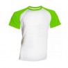 T-shirt Blanc Manche Vert pour Homme