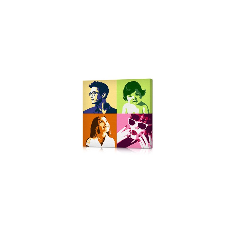 Tableau Pop Art Toile Personnalisé 4 photos Andy Warhol - 50 x 50 cm