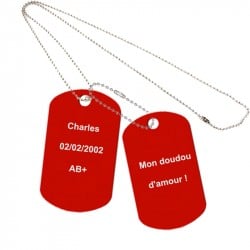 Double dog tag rouge
