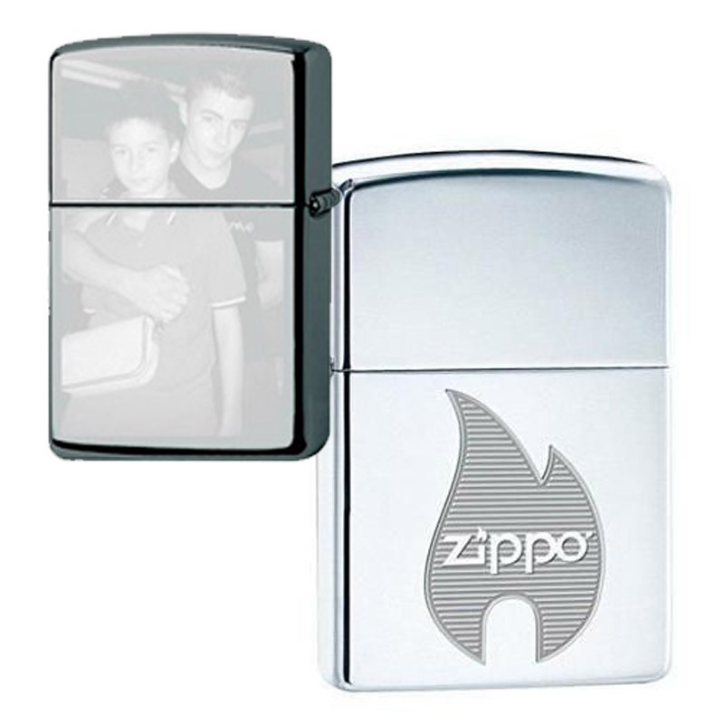 Zippo avec symbole flame à graver au verso
