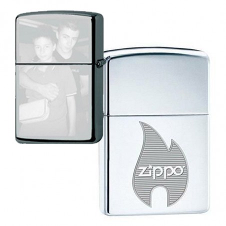 Zippo avec symbole flame à graver au verso