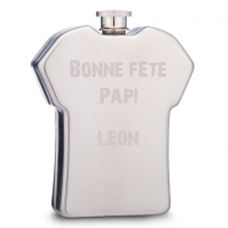 Flasque tee shirt chromée gravée Flasque tee shirt chromée gravée