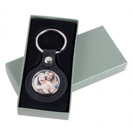 Porte-clés rond cuir noir personnalisé Porte-clés rond cuir noir personnalisé
