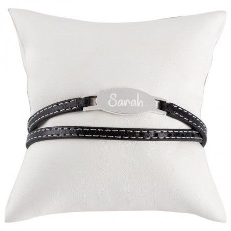 Bracelet homme acier et cuir Bracelet homme acier et cuir