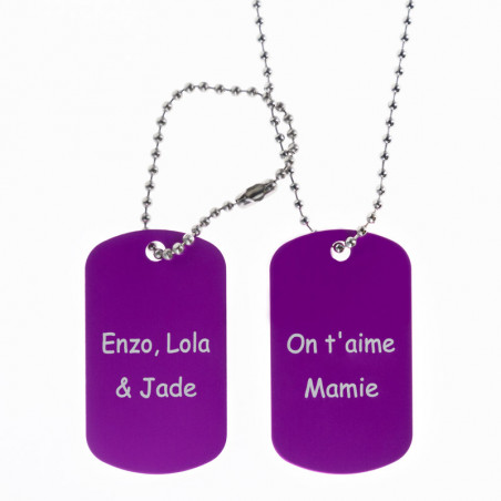 Dog tag violet gravé Dog tag violet gravé