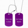 Dog tag violet gravé