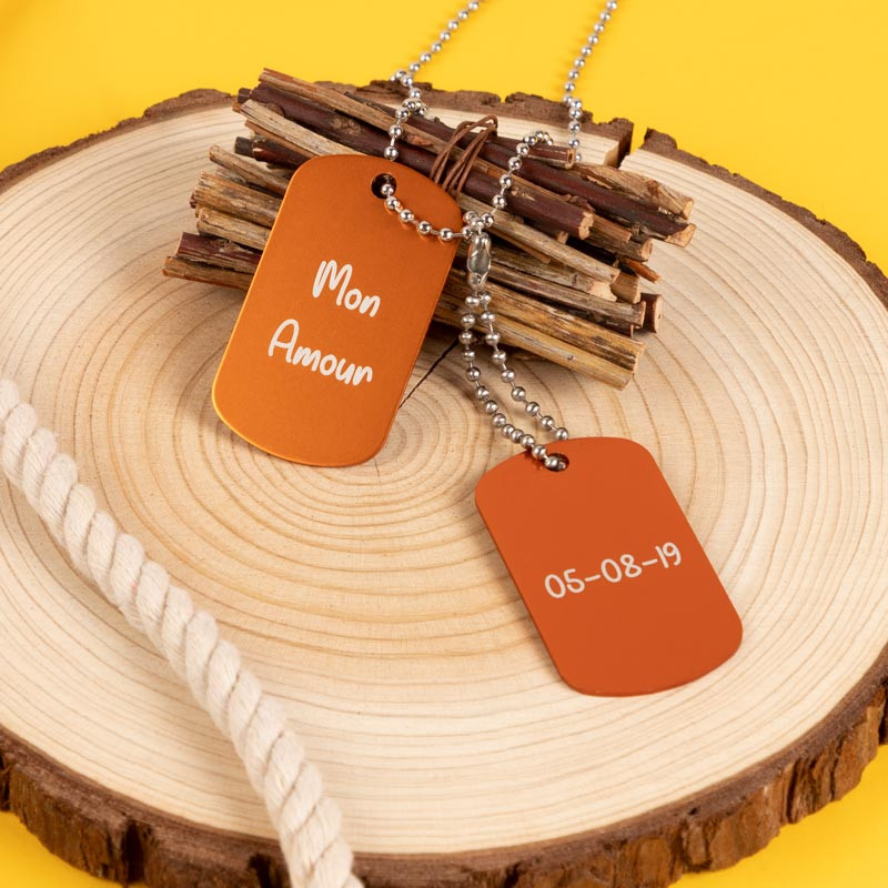 Dog tag orange gravé Dog tag orange gravé