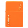 Gravure personnalisée sur briquet zippo orange