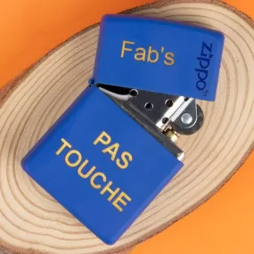 Briquet zippo bleu gravé