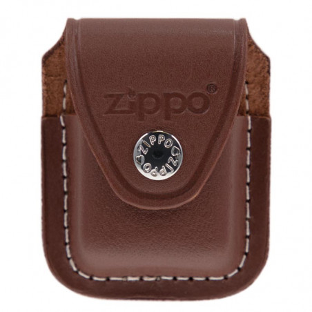 Pochette en cuir marron clip Zippo