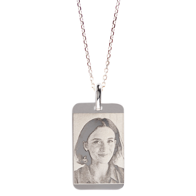 Grand pendentif ID avec gravure photo Grand pendentif ID avec gravure photo