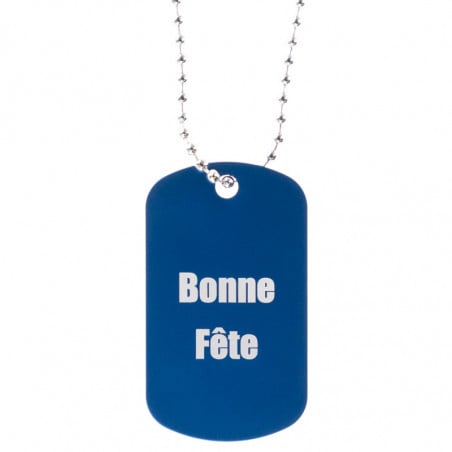 Plaque militaire bleue avec gravure Plaque militaire bleue avec gravure