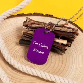 Dog tag simple violet gravé