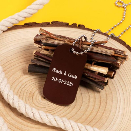 Dog tag chocolat gravé