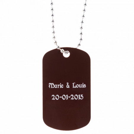 Plaque militaire simple marron gravée Plaque militaire simple marron gravée