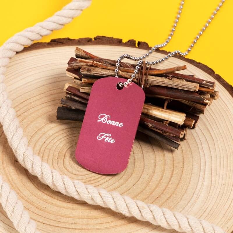 Dog tag rose gravé Dog tag rose gravé