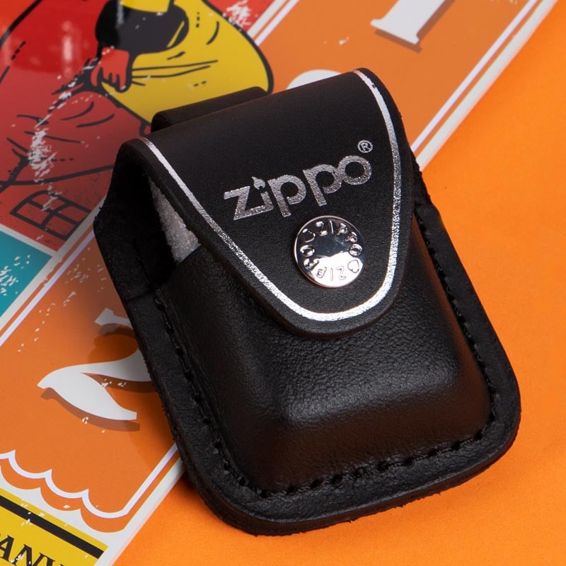 Etui zippo pression ceinture noir