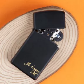 Zippo black matte slim gravé