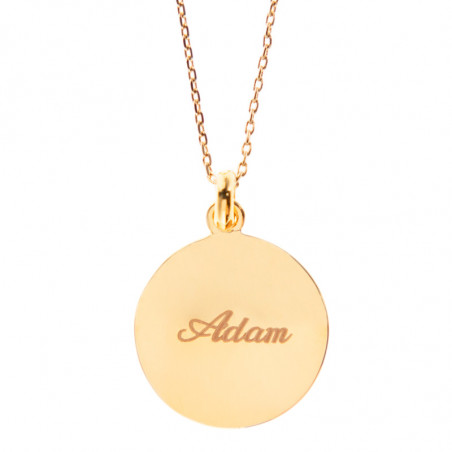 Pendentif balance avec texte gravé au verso