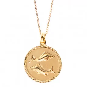 Collier zodiaque Poisson plaqué or gravé