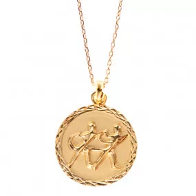 Collier Gémeaux verso gravé en plaqué or 18K