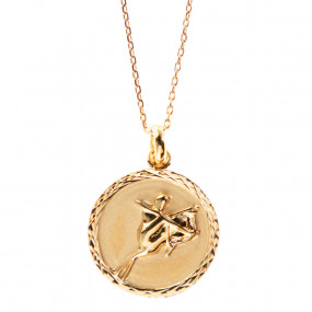 Collier signe sagittaire gravé en plaqué or